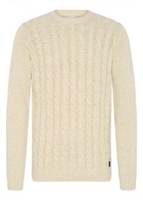 !Solid Strickfleece-Pullover SOLID "Strickpullover SDRicco", Herren, Gr. M, beige (oatmeal melange), Obermaterial: 70% Baumwolle CO recyc.. 30% Polyester Pol. recyc.., Pullover Strickfleece-Pullover