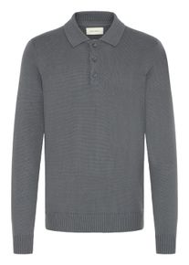 Strickfleece-Pullover Blend "Strickpullover BHDENO", Herren, Gr. L, grau (iron gate), Obermaterial: 50% Baumwolle CO. 50% Polyacryl PAN., Pullover Strickfleece-Pullover