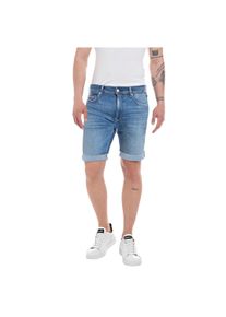 Bermudas Replay "Bermuda-Shorts RBJ.981 SHORT TAPERED", Herren, Gr. 33, N-Gr, blau (mittelblau), Obermaterial: 99% Baumwolle CO. 1% Elasthan EL., Hosen Bermudas