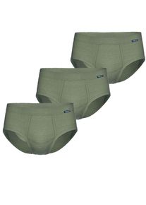 Slip Ammann "3er Pack Slip mit Eingriff Day Classic / Jeans Feinripp", Herren, Gr. 8, gr&uuml;n (forst), Obermaterial: 75% Baumwolle CO. 25% Polyester PES., Unterhosen Slip