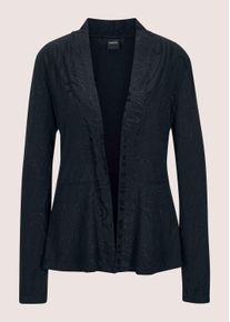 Madeleine Mode Langarmshirt MADELEINE "Shirtjacke Elegante Jersey-Jacke mit Schalkragen", Damen, Gr. 42, blau (marine, schwarz), Obermaterial: 49% Viskose CV. 45% Polyester PES. 6% Elasthan EL., Modern, Shirts Langarmshirt