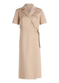 BETTY & CO Wickelkleid BETTY & CO "Wickelkleid mit Kragen", Damen, Gr. 44, EURO, braun (hellbraun), 61% Baumwolle CO. 34% Polyester PES. 5% Elasthan EL., Kleider Wickelkleid