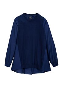 Madeleine Mode Longpullover MADELEINE "Pullover Legerer Pullover in raffiniertem Material-Mix", Damen, Gr. 34, blau (marine), Obermaterial: 100% Baumwolle CO., Modern, Pullover Longpullover