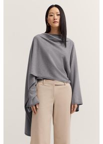 Strickcape Bugatti "Rundhals-Ausschnitt", Damen, Gr. ST&Uuml;CK, 250, grau, 40% Wolle, 30% Viskose, 20% Polyamid, 10% Kaschmir, unifarben, normal, Rundhals, gerader Abschluss, Strickjacken Strickcape, aus Woll-Kaschmir-Mix