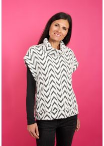 Pl&uuml;schweste Seidel Moden, Damen, Gr. 34, wei&szlig; (sanftes wei&szlig;), Web, Obermaterial: 66% Polyamid, 22% Polyester, 12% Viskose, gemustert, bequem h&uuml;ftlang, Rundhals, Westen Pl&uuml;schweste, mit grafischem Muster, MADE IN GERMANY