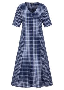 Sommerkleid GOLDNER "Kurzgr&ouml;&szlig;e Baumwollkleid mit Karo-Muster", Damen, Gr. 20, K-Gr, blau (blau, wei&szlig;, gemustert), Obermaterial: 100% Baumwolle CO., Kleider Sommerkleid, durchgehende Knopfleise