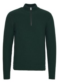 Troyer Casual Friday "Troyer CFKARL halfzip structured knit", Herren, Gr. L, grau (schwarzest spruce), Grobstrick, Obermaterial: 100% Baumwolle CO., unifarben, Basic, normal, Pullover Troyer
