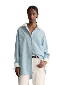 Marc O'Polo Langarmbluse MARC O'POLO DENIM, Damen, Gr. XS, light blau, Web, Obermaterial: 100% Baumwolle, loose fit normal, Manschette mit Bindeband, Blusen Langarmbluse, Streifenbluse loose aus Papertouch Popeline