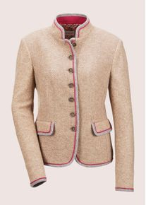 Madeleine Mode Longblazer MADELEINE "Blazer Kurzer Blazer mit Wolle", Damen, Gr. 48, beige (taupe, magenta), Obermaterial: 70% Wolle WO. 25% Polyamid PA. 5% sonstige Fasern AF., Modern, normal, Blazer Longblazer