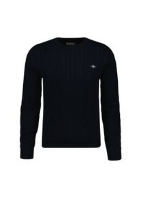 Sweater Gant "Strickpullover COTTON CABLE C-NECK", Herren, Gr. 5XL, blau, Obermaterial: 100% Baumwolle CO., Sweatshirts Sweater