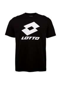 T-Shirt Lotto, Herren, Gr. S (44/46), schwarz (caviar), 100% Baumwolle, unifarben, normal, Rundhals, gerader Abschluss, Shirts T-Shirt, - mit plakativem Logoprint