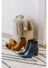 Stiefelette Heine, Damen, Gr. 40, blau (marine, gr&uuml;n), Glattleder, Leder, Schuhe Stiefelette