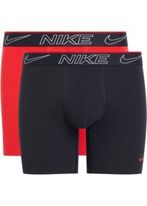 Boxershorts NIKE UNDERWEAR "BOXER BRIEF 2PK", Herren, Gr. M (48), schwarz (uni rot, schwarz), Jersey, Obermaterial: 95% Baumwolle, 5% Elasthan, unifarben, k&ouml;rpernah, Unterhosen Boxershorts, mit Logo-Elastikbund