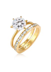Ring-Set Elli "Ring Kristalle Eternity (2 tlg) 925 Silber" Gr. 50, gold, Fingerringe, Damen, 50,mit Stein, Silber 925 (Sterlingsilber), 10mm, Ring-Set