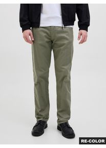 Jack & Jones Stoffhose JACK & JONES "JPSTKANE HYBRID BONDI JOGGER SN", Herren, Gr. L, N-Gr, deep lichen gr&uuml;n, Web, Obermaterial: 80% Baumwolle, 20% Leinen, relaxed fit kn&ouml;chellang, Hosen Stoffhose