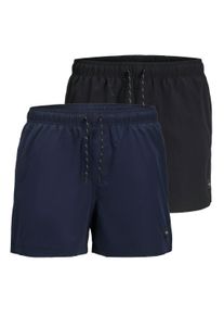 Jack & Jones Badeshorts JACK & JONES "Badeshorts SWIM SHORTS 2er Pack", Herren, Gr. S, N-Gr, bunt (schwarz, dunkelblau), Obermaterial: 100% Polyester PES., Badehosen Badeshorts