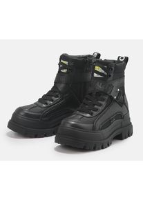 Winterboots Buffalo "Aspha Com1 Vegan", Damen, Gr. 38, schwarz, Lederimitat, Textil, Schuhe Winterboots, Schn&uuml;rstiefelette, Plateauboots mit Innen-Rei&szlig;verschluss