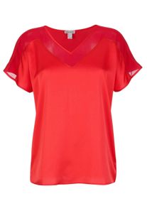 Kurzarmshirt Alba Moda "Shirt Shirt mit Spitzen am Ausschnitt", Damen, Gr. 34, rot, Obermaterial: 100% Polyester PES., Modern, figurumspielend, Shirts Kurzarmshirt
