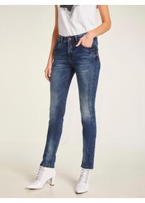R&ouml;hrenjeans Heine, Damen, Gr. 46, Normalgr&ouml;&szlig;en, blau (schwarz used), 98% Baumwolle, 2% Elasthan, Miedereinsatz:20% Elasthan, 80% Polyamid, unifarben, lang, Jeans R&ouml;hrenjeans