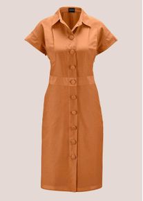 Madeleine Mode Etuikleid MADELEINE "Kleid Etuikleid mit dekorativer Knopfleiste", Damen, Gr. 44, N-Gr, gr&uuml;n (apfelgr&uuml;n), Obermaterial: 68% Baumwolle CO. 32% Seide silk., Modern, figurbetont, Kleider Etuikleid