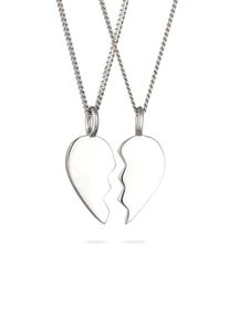 Ohrring und Ketten Set Elli "Halskette Set mit geteilten Herz 925 Sterling Silber" Gr. 45, silber, Schmuck_Sets, Herren, 45, Ohrring und Ketten Set