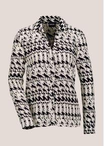 Madeleine Mode Langarmbluse MADELEINE "Hemdbluse Elegantes Blusenshirt mit V-Ausschnitt", Damen, Gr. 34, schwarz (schwarz, wollwei&szlig;), Obermaterial: 100% Viskose CV., Modern, normal, Blusen Langarmbluse