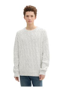 Rundhalspullover Tom Tailor Denim, Herren, Gr. XL, wei&szlig; (sanftes wei&szlig; colorful neps), Strick, Obermaterial: 95% Baumwolle, 5% Polyester, Strukturmuster, regular fit Po-bedeckend, Rundhals, Rippb&uuml;ndchen, Pullover Rundhalspullover, mit grober Strickstruktur