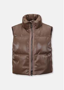 Madeleine Mode Kurzweste MADELEINE "Weste Kurze Steppweste in Lederoptik", Damen, Gr. 42, blau (nachtblau), Obermaterial: 100% Polyester PES., Modern, Westen Kurzweste