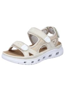 Sandale RIEKER SPORT, Damen, Gr. 37, beige (creme), Lederimitat, Textil, Schuhe Sandale, Sommerschuh, Sandalette, Plateauabsatz, mit Klettriemchen