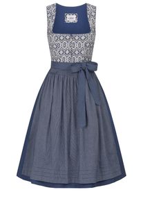 N&uuml;bler Dirndl N&Uuml;BLER "Dirndl midi Gudrun", Damen, Gr. 42, EURO, blau, Obermaterial: 100% Baumwolle CO., Kleider Dirndl