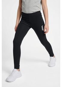 Leggings Hummel, M&auml;dchen, Gr. 128, N-Gr, schwarz, Obermaterial: 95% Baumwolle, 5% Elasthan, Hosen Leggings, sportlicher Stil, f&uuml;r Kinder und Jugendliche, hohe Bewegungsfreiheit