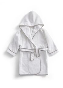 Kinderbademantel Christy "Christy" Gr. 98, grau (wei&szlig;, grau), L:92cm, Baumwolle, Hausm&auml;ntel, Kinderbademantel, besonders kuschelig