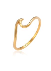 Silberring Elli Premium "Ring Wellen Wave Strand Maritim 375 Gelbgold" Gr. 52, gold, Fingerringe, Damen, 52, Gelbgold 375, Silberring
