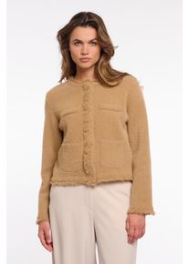 Rino & Pelle Cardigan RINO & PELLE "VANNA", Damen, Gr. M (38), burlywood, Web, Obermaterial: 69% Polyamid, 23% Polyester, 8% Viskose, unifarben, l&auml;ssig geschnitten h&uuml;ftbedeckend, Rundhals, Strickjacken Cardigan, Kuschelfleece mit Knopfverschluss und aufgesetzten Taschen