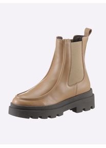 Stiefelette Heine, Damen, Gr. 40, braun (camel), Glattleder, Leder, Rindsleder, Schuhe Stiefelette