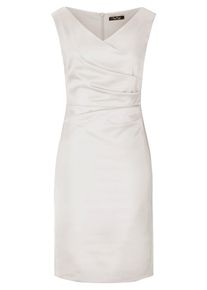 Etuikleid Vera Mont "Etuikleid mit Raffung", Damen, Gr. 42, EURO, wei&szlig; (rohwei&szlig;), 96% Polyester PES. 4% Elasthan EL., Kleider Etuikleid