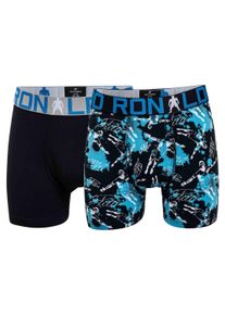 Boxershorts CR7 "Boxershort CR7 Boys Trunk 2-pack 2er Pack", Jungen, Gr. 104-110, schwarz (schwarz, blau), Obermaterial: 95% Baumwolle CO. 5% Elasthan EL., Unterhosen Boxershorts