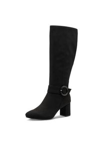 Stiefel Marco Tozzi, Damen, Gr. 39, Normalschaft, schwarz, Textil, Veloursleder, unifarben, Schuhe Stiefel, Blockabsatz, Businessstiefel, Langschaftstiefel mit Zierschnalle