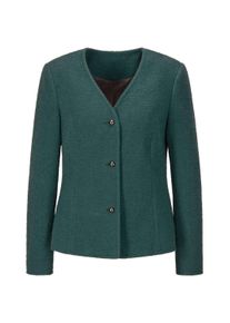 Kurzjacke GOLDNER "Kurzgr&ouml;&szlig;e Langarm Jersey-Blazer, Baumwolle", Damen, Gr. 22, gr&uuml;n (smaragd), Obermaterial: 65% Baumwolle CO. 35% Polyester PES., Modisch, Jacken Kurzjacke, Strukturierte Oberfl&auml;che