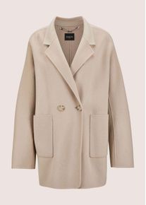 Madeleine Mode Langmantel MADELEINE "Kurzmantel Eleganter Wollmantel mit Reverskragen", Damen, Gr. 36, beige (cappuccino), Obermaterial: 100% Wolle WO., Modern, normal, M&auml;ntel Langmantel