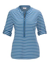 3/4-Arm-Shirt GOLDNER "Sportives Ringelshirt in Longform", Damen, Gr. 54, blau (royalblau, cremewei&szlig;, geringelt), Obermaterial: 100% Baumwolle CO., Sonstiges, Shirts 3/4-Arm-Shirt, Garngef&auml;rbte Ringel