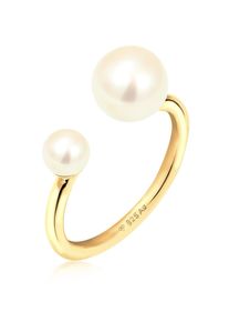 Perlenring Elli "Ring S&uuml;&szlig;wasserzuchtperle Modern 925 Silber" Gr. 54, gold, Fingerringe, Damen, 54, ohne Stein, Silber 925 (Sterlingsilber), 8mm, Perlenring