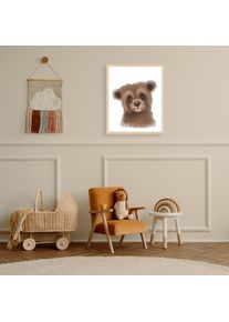 L&uuml;ttenh&uuml;tt Bild mit Rahmen L&Uuml;TTENH&Uuml;TT "oder Poster, Niedlicher Braunb&auml;r", bunt (farbe rahmen: beige, farbe bild(er): bunt), B:50cm H:70cm T:0,7cm, Holz, Plexiglas, Bilder, Bild mit Rahmen, HD Premium Druck