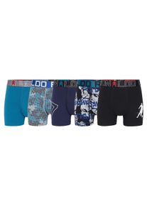 Boxershorts CR7 "Boxershort CR7 Boys Trunk 5-pack 5er Pack", Jungen, Gr. 158-164, bunt (schwarz, blau, t&uuml;rkis), Obermaterial: 95% Baumwolle CO. 5% Elasthan EL., Unterhosen Boxershorts