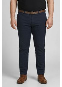 Jack & Jones PlusSize Chinohose "JPSTMARCO ADAM BELTED CHINO PLS", Herren, Gr. 54, L&auml;nge 32, schwarz navy, Web, Obermaterial: 98% Baumwolle, 2% Elasthan, JACK & JONES PLUSSIZE, unifarben, slim fit kn&ouml;chellang, Hosen Chinohose