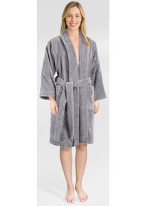 Damenbademantel HAMMETEX "Ren, 100% Baumwolle" Gr. XXL, leichtgrau, L:100cm, Baumwolle, Hausm&auml;ntel, Damenbademantel, 380 g/m&sup2; Frottee Bademantel mit Taschen &ndash; Saugf&auml;hig & Weich