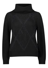 BETTY & CO Strickpullover BETTY & CO "Strickpullover mit Kragen", Damen, Gr. 44, schwarz, Obermaterial: 48% Polyamid PA. 46% Polyacryl PAN. 4% Wolle mw. 2% Polyester PES., Pullover Strickpullover