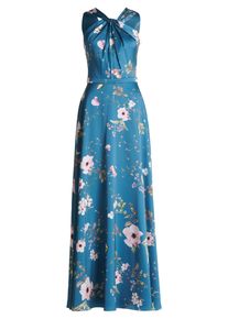 Abendkleid Vera Mont "Abendkleid mit Blumenprint", Damen, Gr. 32, EURO, bunt (petrol, pink), 100% Polyester PES., Kleider Abendkleid
