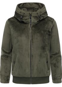 Fleecejacke Ragwear "Fleecejacke Cousy Short Bonded", Damen, Gr. L, gr&uuml;n (schwarz olive), Obermaterial: 91% Polyester PES. 9% Elasthan EL., gerade, hoch geschlossener Ausschnitt, &Auml;rmel ohne &Auml;rmelschlitz elastischer Bund, Jacken Fleecejacke, &Uuml;bergangsjacke mit kuscheligem Teddyfell-Innenfutter