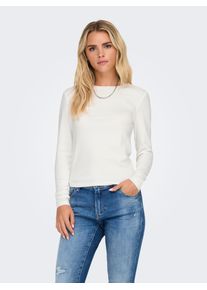 Langarmshirt Only "ONLRILEY O-NECK L/S TOP JRS", Damen, Gr. L, wei&szlig; (cloud dancer), Jersey, Obermaterial: 96% Baumwolle, 4% Elasthan, unifarben, normal, Rundhals, Shirts Langarmshirt, Baumwollmischung